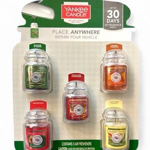 Holiday Yankee Candle Car Jars Air Freshener Pack of 5- Limited Christmas Ed.